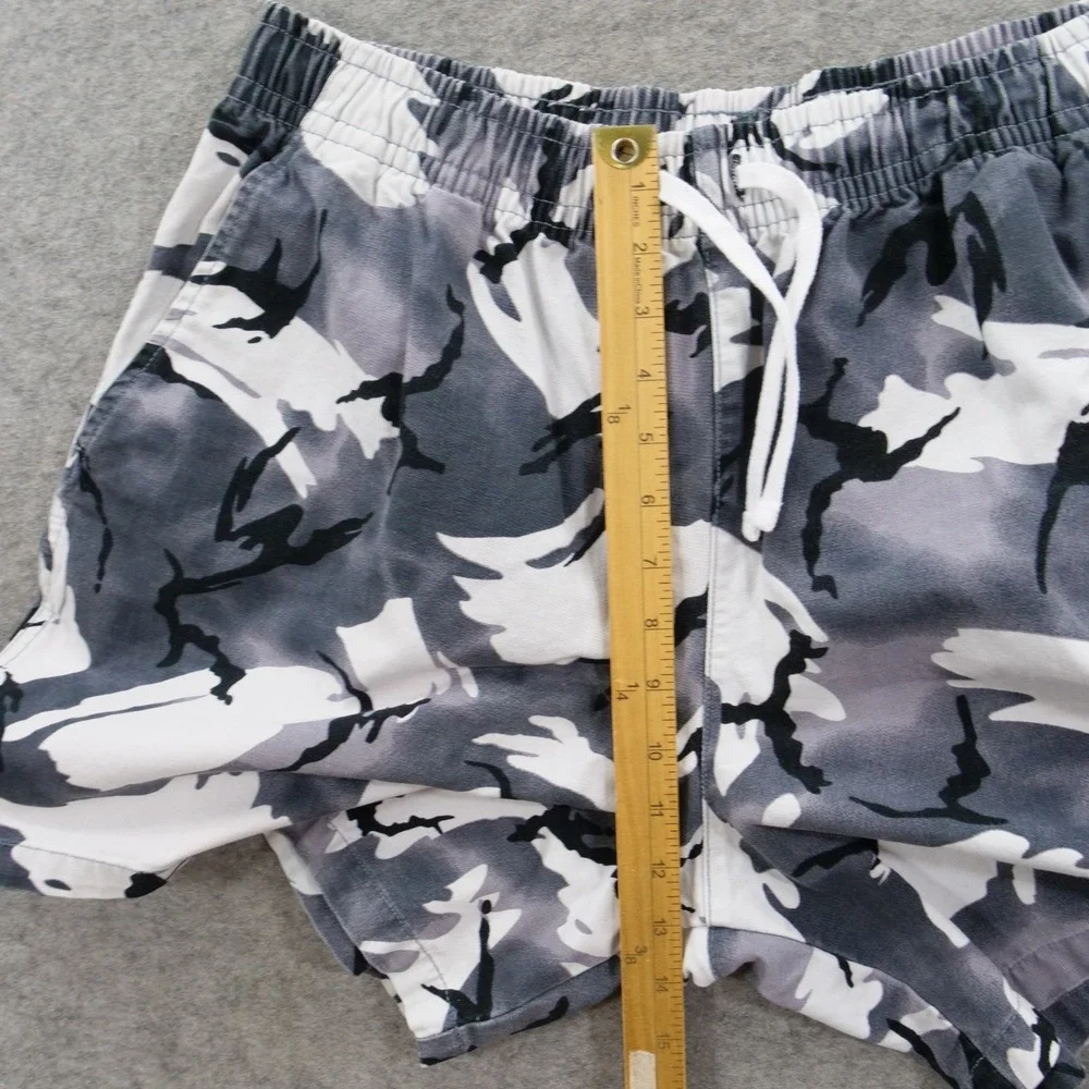 Nike Club Shorts Mens Large Grey White Camo Woven Canvas Drawstring